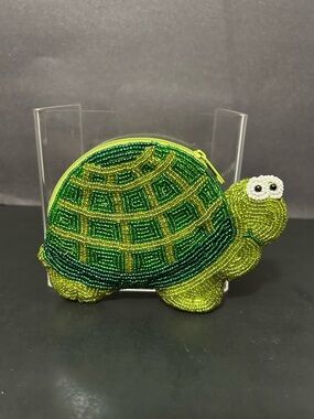 Beaded Turtle Coin Purse - Green